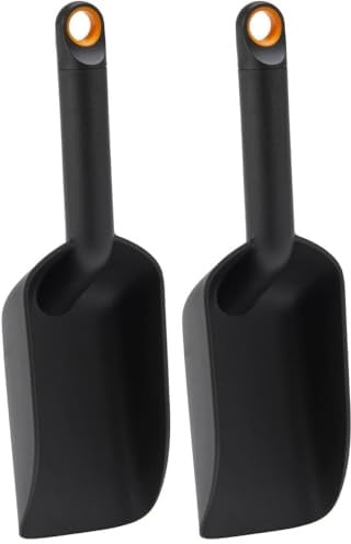 Fiskars Handschaufel mit extra hohem Rand, Länge: 29,1 cm, Kunstharz, Schwarz/Orange, 1071303 (Packung mit 2)