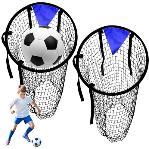 2 Stück Fussball Ziel, Fußballtor Zielnetz, Top Fußballtorzubehör mit Rahmen Kreuzeck Zubehör für das Fussballtor einfache Montage Torzonen Fokus Fußballzielnetz für Training