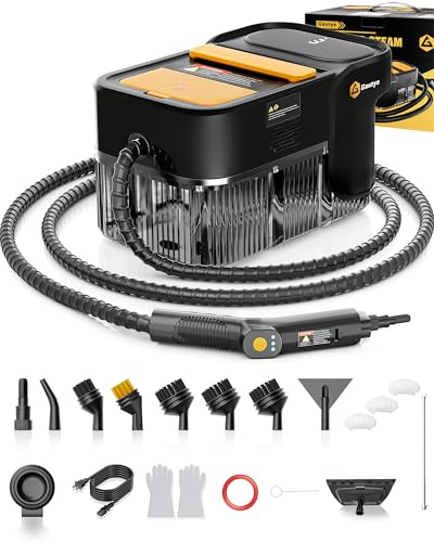 Gautye Dampfreiniger 3 stufig verstellbarer Griff, 10 Sekunden Aufheizzeit | 2L Wassertank, steam cleaner mit 18 Zubehörteilen, Dampfreiniger handgerät für Küche, Badezimmern, Boden, Autos, Fenstern