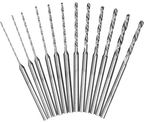 KEWAYO 2.35 Schaft Mini Micro Bohrer-Set 12 Stück 0.5-2.0 mm | Twist Bohrer DIY Kit HSS Gravur Bohrer Bits Lochbohrwerkzeug für DIY Bernstein, Perlen und Bienenwachs