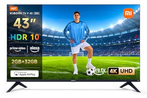 Xiaomi TV F 43, 43 Zoll (109 cm), 4K UHD, Smart TV, Fire OS8, Triple Tuner DVB-C/S/S2/T/T2,HDR10, MEMC,Sprachsteuerung mit Alexa, 2GB+32GB, Kompatibel mit Apple AirPlay