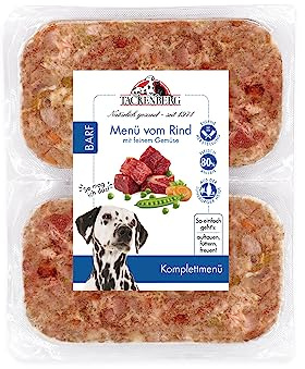 TACKENBERG Barf Menü mit Rindfleisch und feinem Gemüse für Hunde - 14 x 500 g - leckeres Frostfleisch als Hundefutter in Premiumqualität - natürlich getreidefrei - Gefrierfutter