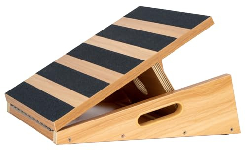StrongTek Slant Board Schrägbrett aus Holz Wadendehner mit Tragegriff | Professionelles Trainingsgerät mit Anti-Rutsch-Beschichtung – verstellbarer & tragbarer Wadendehner für Fitness