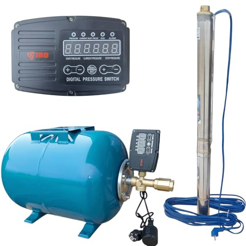 50L Hauswasserwerk 3 Tiefbrunnenpumpe sandverträglich Ti15-6bar - 3000L/h mit Trockenlaufschutz - von PAG Turbo GmbH®