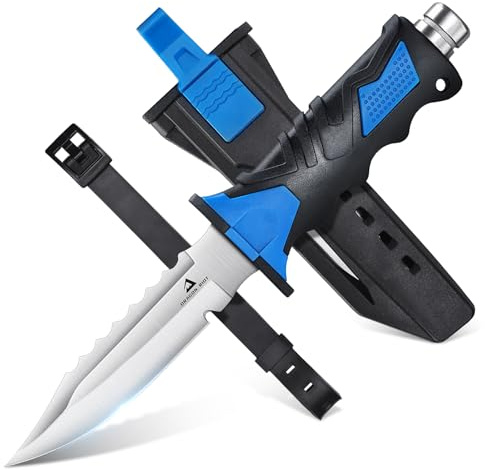 DRAGON RIOT Tauchermesser mit Beinholster, Outdoor Messer Feststehende, Scharfes Jagdmesser mit Holster, Allzweckmesser Cooles Camping Survival Messer Geschenk f ü r M ä nner