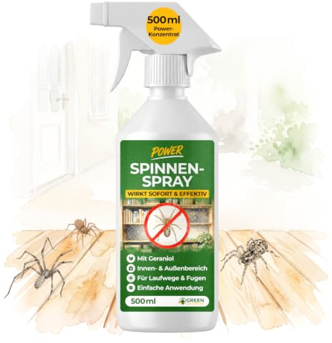 GREEN GUARDIA Spinnenspray 500 ml – Effektive Abwehr mit Sofortwirkung | Starke Spinnenabwehr für Innen & Außen – effektives Spray für Fenster, Türen, Balkon, Terrasse, Keller & Garage