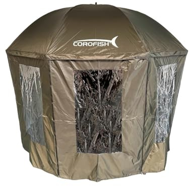 Corofish Schirmzelt 300cm mit Reißverschluss und 360° Seitenteil Anglerschirm