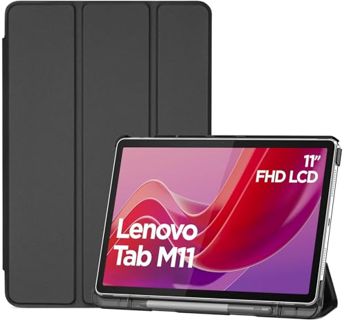 ProCase Hülle für 11" Lenovo Tab M11 2024 mit Stifhalter, Ultra-Dünn & Leicht Smart Case Cover- Schwarz