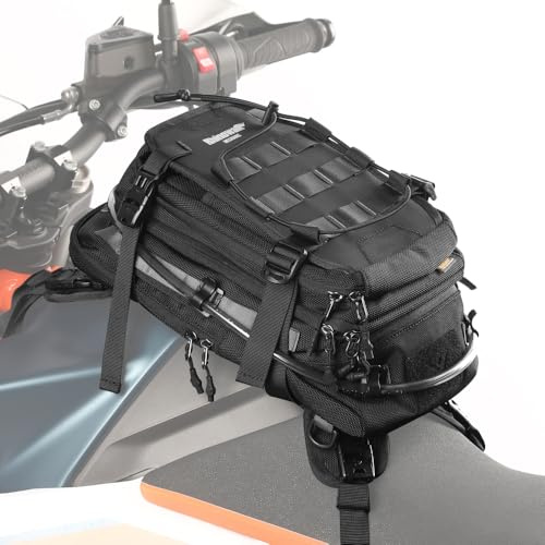 UBORSE Motorrad Tankrucksack mit 1.5 L Trinkflasche, Molle System und Schultergurt Großvolumen Universal Tankrucksack Wasserdichter Motorrad Tasche für Honda Yamaha Suzuki Kawasaki Harley