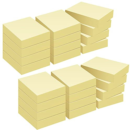 ZCZN Haftnotizen 38 x 51 mm, Klebezettel Selbstklebende gelbe Notizblöcke, 100 Blatt/Block, 24 Blöcke, Klein