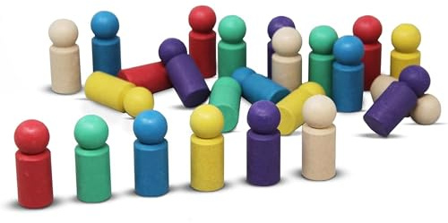 WISSNER 24 XXL-Spielfiguren Set in 6 lebhaften Farben - Öko-Freundliches RE-Wood Material, PEFC Zertifiziert - Perfekt für Lern- und Brettspiele - Jumbo Mensch Ärgere Dich Nicht Figuren