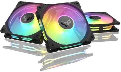 ASUS TUF Gaming TR120 ARGB Standard Blade Black 3IN1 Gehäuselüfter 3er Pack | 120mm PWM PC Lüfter, 2000 rpm, 3,3 mm H2O, 77,4 CFM Luftstrom, 16 einzeln adressierbare RGB-LEDs, schwarz