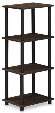 Furinno Raumregalsystem mit 3 Fächern, holz, Nussbaum/Braun, 29.46 x 29.46 x 92.71 cm
