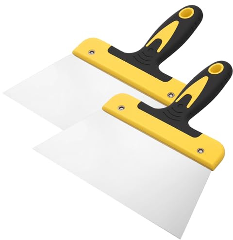 2 Stück Tapetenschaber Werkzeug, Spachtel Werkzeug Set, Spachtelmesser mit 195 mm breiter, flexibler Trockenbau Spachtelset zum Wände Abkratzen und Entfernen Tapeten, Füllen, Dekorieren, Putz, DIY