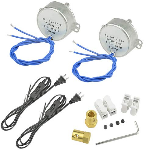 WMYCONGCONG Benötigen Sie einen Spannungstransformator, Synchronmotor Drehtellermotor 50/60Hz AC 100~127V 2.5-3RPM/MIN CCW/CW 4W mit Flexibler 7-mm-Kupplungsstecker und 6ft-Netzkabel-Schaltstecker
