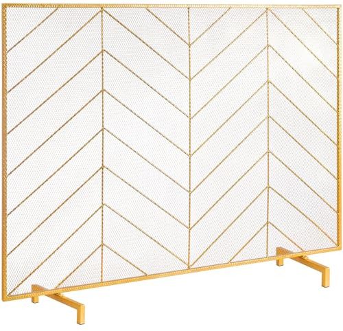 VEVOR Funkenschutzgitter Eisen Kaminschutz 980mm Kamingitter Ofengitter Vintage Ofenschutzgitter 0–40 °C Kaminschutzgitter Kaminofen Schutzgitter Ofenschirm Gitter gegen Funkenflug Gold