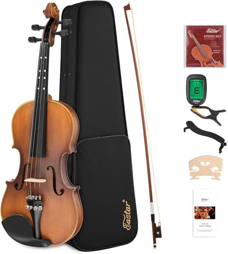 Eastar 4/4 Violinenset in voller Größe, matte Violine für Anfänger und Erwachsene mit Hartschalenkoffer, Schulterstütze, Bogen, Stimmgerät und zusätzlichen Saiten