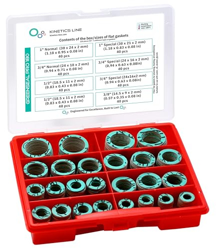 Dichtungsbox mit 320 Fiber Flachdichtungen 3/8-1 Zoll - Dichtung Sortiment für Sanitär, Heizung, Klima – bis 180 °C