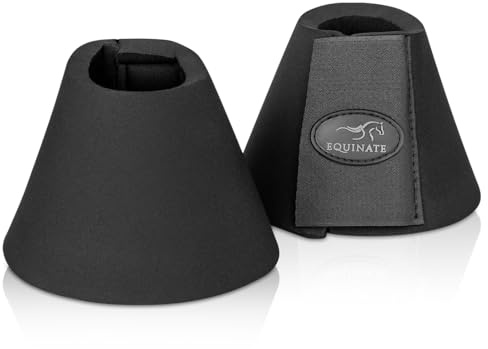 Equinate Hufglocken Denver XXL Schwarz - Robuste und stoßdämpfende Neopren Springglocken - Hufschutz für Training und Turniere - 2er Set
