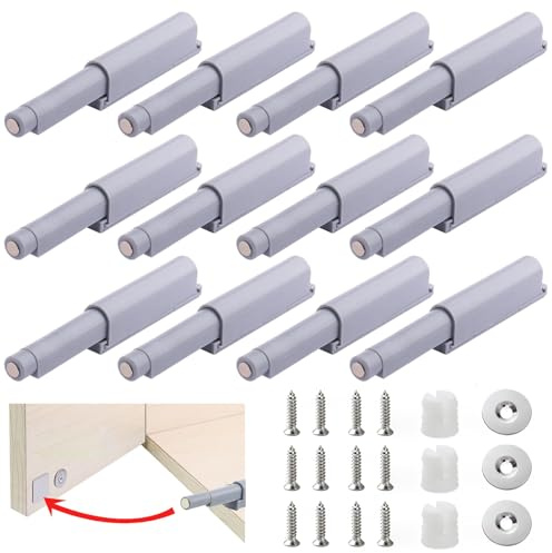 Drucktüröffner, Push to Open Türöffner, 12 Stück Schrank Türöffner | Kunststoff Druckschnapper, Magnet Drucktüröffner Schrank, Push to Open Schranktür Dämpfer, für Türen Beschlag Möbel
