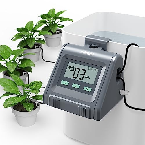 RAINPOINT Automatisches Bewässerungssystem, Einstellbare Wassermenge, Automatische Bewässerung für Zimmerpflanzen, Balkon, DIY-Tropfbewässerungsset für bis zu 10 Topfpflanzen