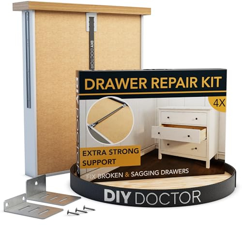 DIY Doctor - 4-Pack Schubladen Bausatz - Schubladenboden Verstärkung - Rückwandverbinder - Schubladenbausatz - Schrankrückwand Befestigung - Schubladenverstärker Reparatur-Kit