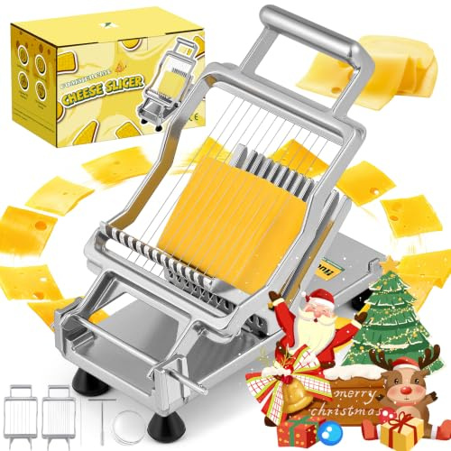 Huanyu Kommerzieller Käseschneider mit 1cm & 2cm Schneidebrett Edelstahl Käseschneider mit Draht Multifunktionaler Drahtschneider für Käse, Butter, Toast und Frühstücksfleisch