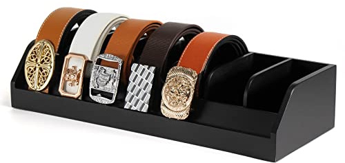 B4Life Gürtel-Organizer - Vatertagsgeschenk - 7 Fächer - Gürtel-Display für Männer - Bambus-Gürtelhalter für Schrank und Schublade - Aufbewahrungsbox für