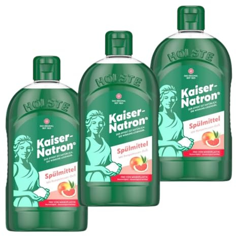 Kaiser Natron Spülmittel 500ml (3er Pack) | Frei von Mikroplastik, mit Pampelmusen-Duft, ohne scharfe Chemikalien, Mit echtem Kaiser Natron! Reinigungskraft für Ihr Geschirr