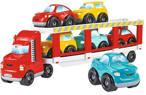 Ecoiffier-Spielzeug - 3289 - Transporter Lastwagen Abrick + 6 Autos - Ab 18 Monaten - Herkunft Frankreich garantiert