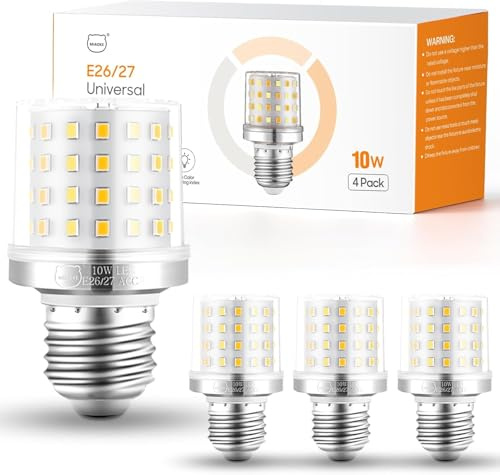 MIAOKE E26/E27 LED-Warmlichtlampe, 10 W, 900 Lumen, Reduziert den Energieverbrauch um Bis zu 90%, Spiralförmig, Ideal für Badezimmer und Deckenventilatoren.