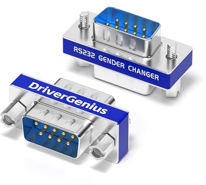 DriverGenius 9-Pin Serieller RS232 Gender-Changer -Stecker/Stecker Adapter (Metall, RS232M2M-2A, 2 Stück/Packung)