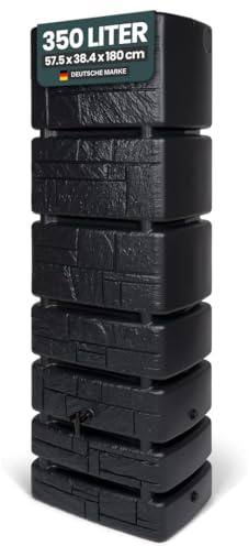 Kreher XXL Wassertonne Tower Stone mit Wasserhahn. Tolle Stein Optik in Anthrazit oder Grau, 350 Liter Nutzungsvolumen. Maße (BxTxH): 57,5 x 38,4 x 180 cm (Anthrazit)