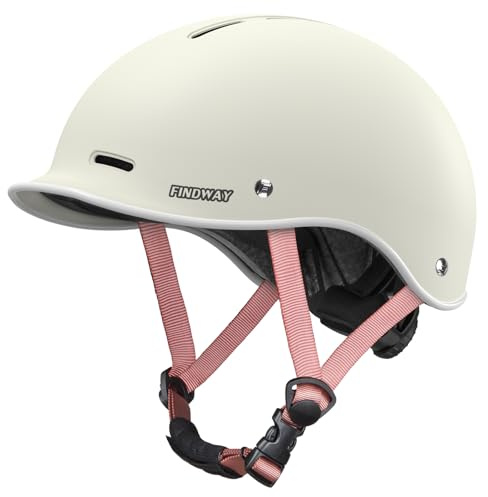 Findway Fahrradhelm für Herren und Damen mit Kinnpolster, Fahrrad Helm Erwachsene mit 14 Belüftungskanäle Cityhelm, Einstellbare Radhelm mit PopLock Diebstahlschut Leichter, Robuster und Sicherer
