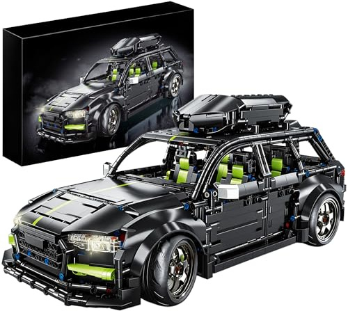 Technik Auto für RS6 Avant, 1:10 Groß Auto Modellbausatz, 2896 Teile MOC Klemmbausteine Rennauto Modell Set, Automodell Sammlerstück Geschenk für Autofans, Mit Originalverpackung