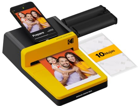 KODAK Dock ERA 10×15cm Fotodrucker, Smartphone-Docking, 4PASS, 10 Blatt | Bluetooth, iPhone & Android kompatibel, Laden beim Drucken, wasser-, fingerabdruck- und lichtbeständig