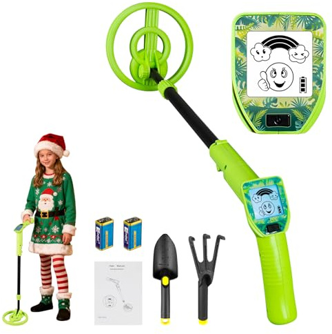 Metalldetektor für Kinder, 60-86 cm Einstellbarer Kinder-Metalldetektor, Tragbarer Leichter Golddetektor mit Lustigem LCD-Display für Outdoor-Erkundung