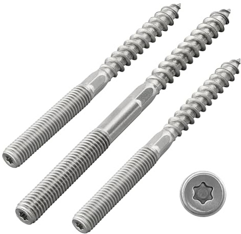 Stockschrauben mit Torx-Antrieb (TX) | Edelstahl A2 / V2A | Doppelgewindeschrauben | Schraubstifte | Holzschraube (M8 x 50 mm, 10 Stück)