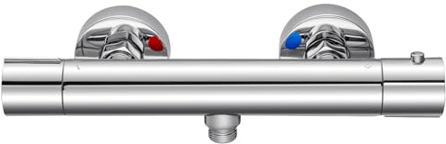 Auralum Duscharmatur mit Thermostat, Mischbatterie Dusche, Duschthermostat Aufputz Thermostat mit 38°C Sicherheitstaste, Duscharmaturen Brausethermostat für Dusche, Armatur Dusche Chrom
