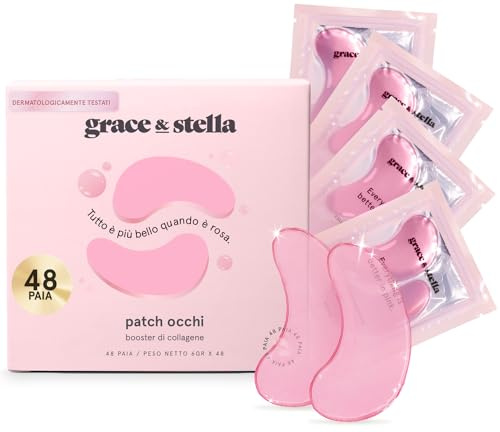 grace & stella - Preisgekrönte Augenpads, Eye Pads Reduzieren Dunkle Augenringe, Augenmaske gegen Tränensäcke und Falten, Kühlende und Erfrischende Augenpflege, Eyepads mit Gel [48 Paare, Rosa]
