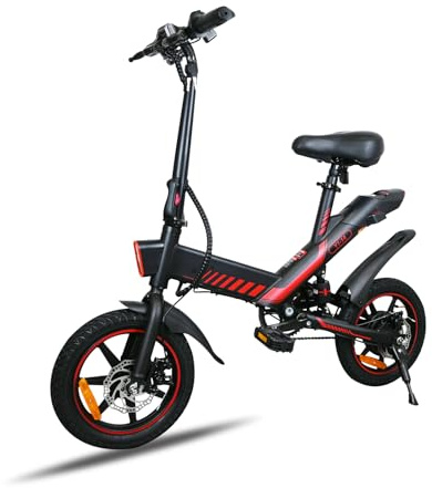 IDMD 14 Zoll E-Bike Klappbar, 36V 10,4Ah Akku und Bis 45 km Reichweite, 250W Motor, Einstellbarer Höhe Mini Elektro-Klapprad für Stadt & Pendler Damen und Herren (Rot)