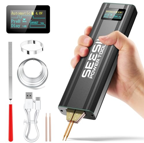 SEESII Punktschweißgerät für Akkus: Mini Schweißgerät mit wiederaufladbarem Akku, Spot Welder für vernickelte Folien bis 0,2 mm – zum Zusammenbau und Reparieren von Batteriepaketen
