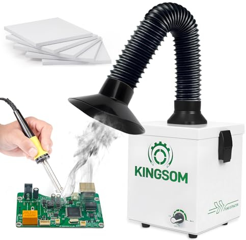 KINGSOM K7 Lötabsaugung [Schnelle] Lötrauchabsaugung, 2-in-1 HEPA & Aktivkohlefilter Löt Absaugung 99,97% Filtereffizienz, Starke Absauganlage für DIY-Tischlöten, Manuelle Holzbearbeitung Schnitzen