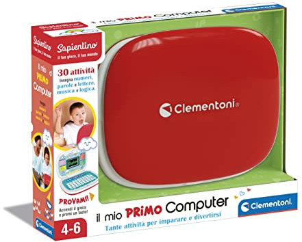 Clementoni Sapientino – Mein erster Laptop – interaktiver Lerncomputer (italienische Version), 30 Aktivitäten, für Kinder ab 4 Jahren – 17679