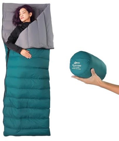Litume 565g,Die komfortable Temperatur von15°C kombinierbarer Daunenschlafsack, Leichter, kompakter Schlafsack für Erwachsene, Doppelschlafsack, zum Wandern, Camping, für die Familie
