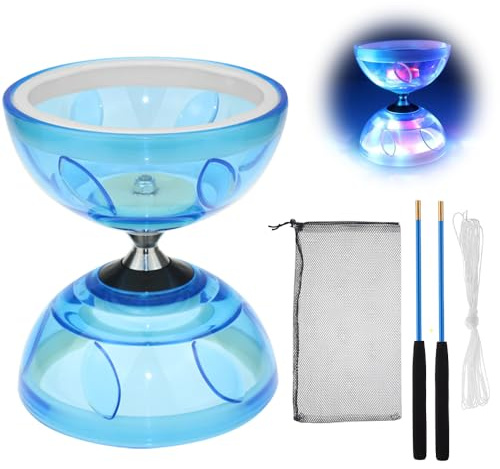 KQWVZ Diabolo Freiläufer mit Kugellager Dreifache Lagerung Set, 4,5mm DiaboloLeuchtend im Dunkeln, Diabolo Jonglier Set für Kinder & Erwachsene und Anfänger Profis,Freilauf Zirkus Jonglierspielzeug