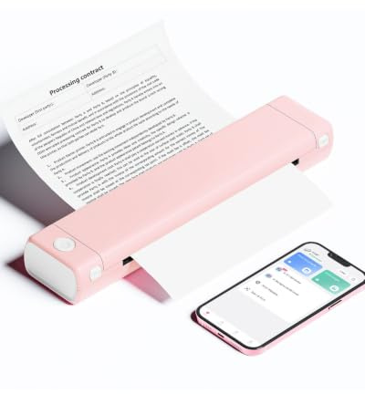 Phomemo M08F Thermodrucker A4, Tragbarer Inkless Bluetooth Drucker, Rosa | Leichter Aufbau mit eingebautem Akku, geräuscharm. ideal für Heimarbeit, Büro sowie mobile Dokumentendrucke unterwegs