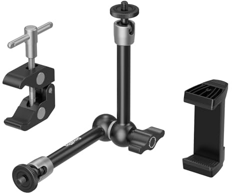 SMALLRIG 9,8 Zoll Magic Arm mit 1/4 und 3/8 Gewindelöchern, Verstellbarer Magic Arm mit Reibungskraft und Telefonhalterung für Action Kameras, Smartphones – 5326