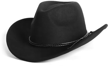 Zylioo M Western-Cowboyhut aus Filz,Fedora Hut mit breiter Krempe, Panamahut mit Gürtelschnalle für Herren Damen