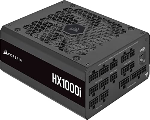 Corsair HX1000i, Vollmodulares, Extrem Geräuscharmes ATX-Netzteil, ATX 3.1 & PCIe 5.1, iCUE Software, 80 Plus Platinum-Effizienz, Schwarz